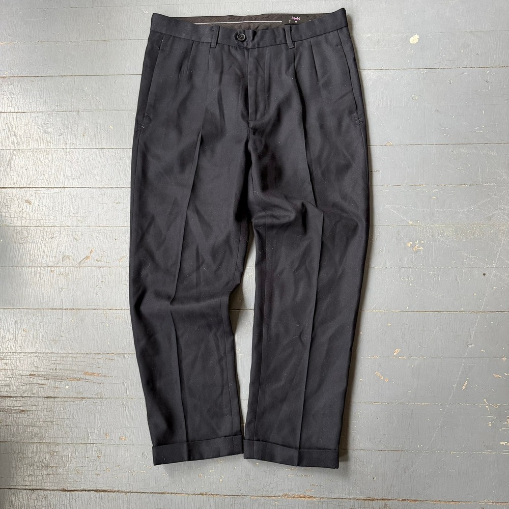 Ksubi Mens Black Pleated Trousers Cuffed Dress Pants Size 32